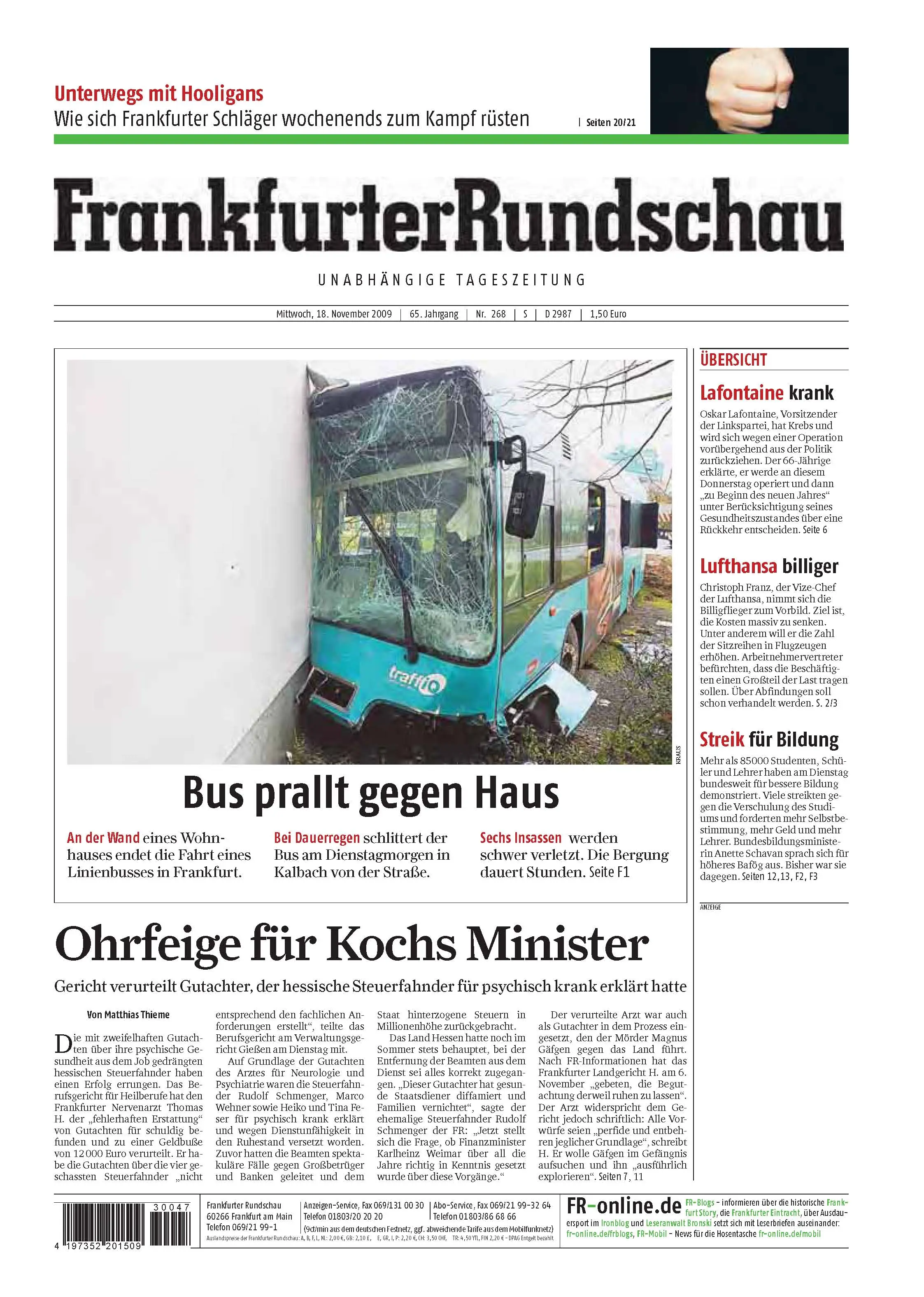 Frankfurter Rundschau vom 18. November 2009