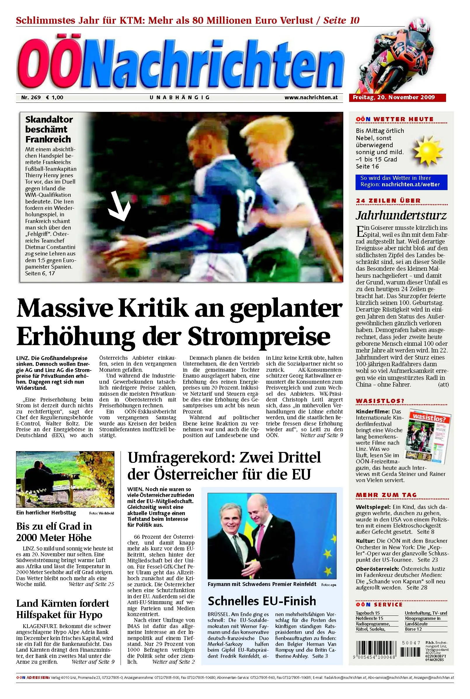 Oberoesterreichische Nachrichten vom 20. November 2009