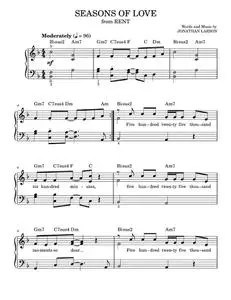 Seasons Of Love (from Rent) - Jonathan Larson, Rent Musical (Easy Piano)