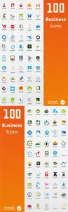 100 Business Icons Vector Collection