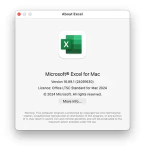 Microsoft Excel for Mac 2024 LTSC Standard v16.89.1 VL Multilingual