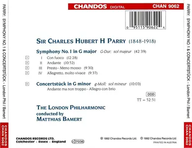 Matthias Bamert, London Philharmonic Orchestra - Hubert Parry: Symphony No. 1 & Concertstück in G Minor (1992)