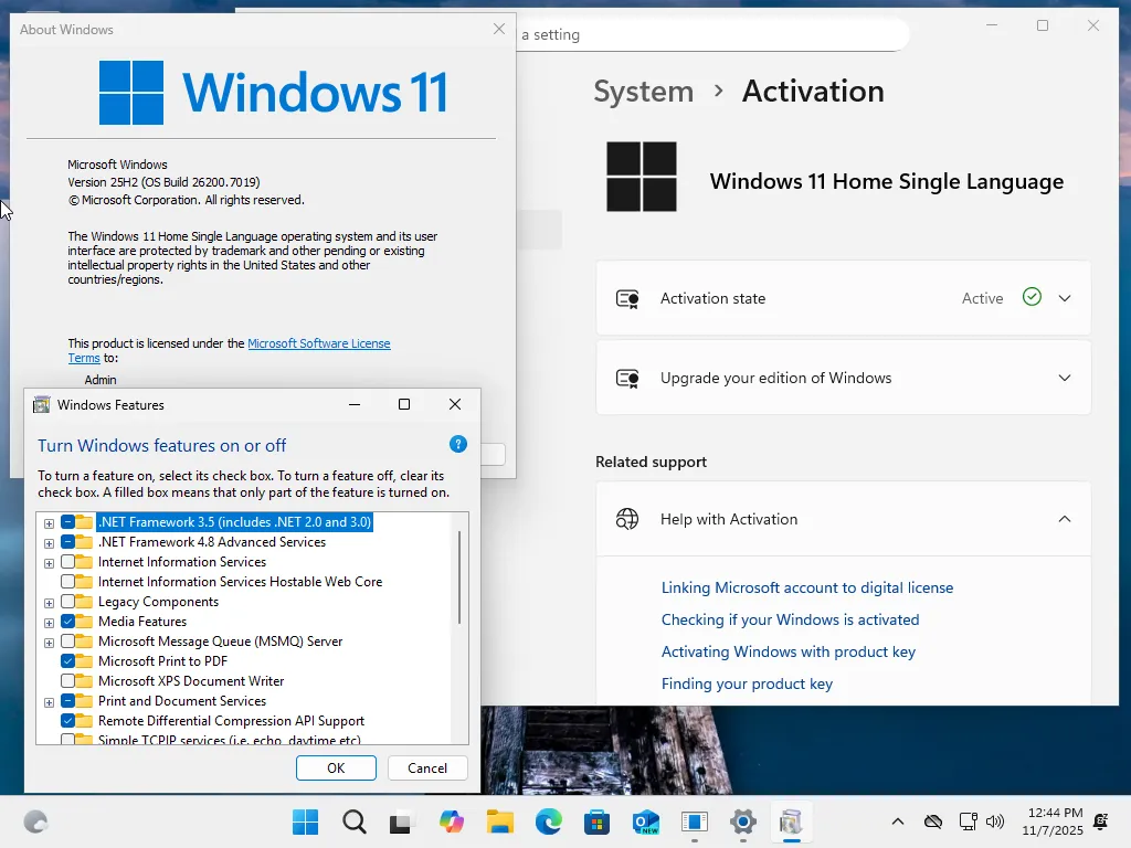 Windows 11 Aio 16in1 25H2 Build 26200.7019 (No TPM Required) Multilingual Preactivated