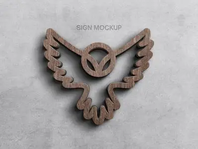 Wood on Wall Logo Sign Mockup 423291888