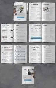 Minimal Business Plan Template with Blue and Beige Accents 540480335