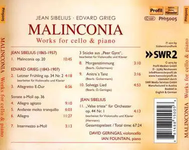 David Geringas & Ian Fountain - Malincolia: Works for Cello and Piano by Edvard Grieg and Jean Sibelius (2015)