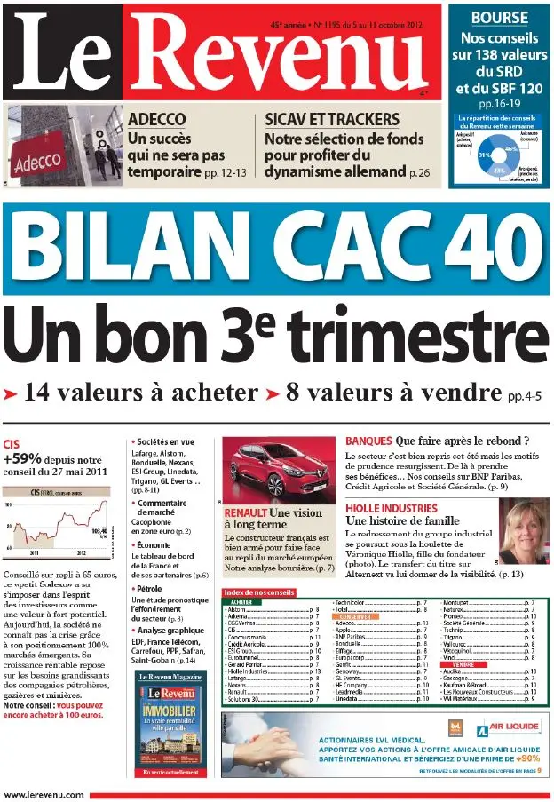 Le Revenu Hebdo Bourse 1195 - 5 au 11 Octobre 2012