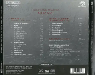 Bach Collegium Japan, Masaaki Suzuki - Wolfgang Amadeus Mozart: Requiem & Vesperae solennes de confessore (2014)