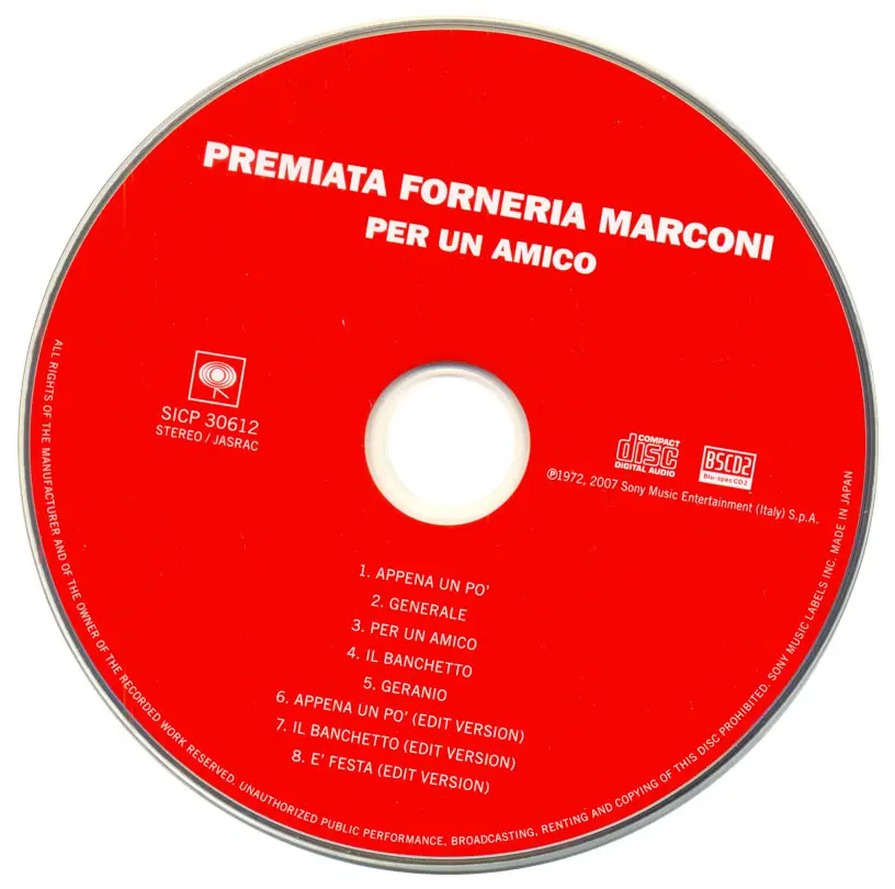 Premiata Forneria Marconi - Per Un Amico (1972) [2014, Sony Music, SICP ...