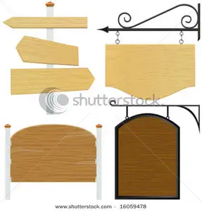 Vector set of wooden sign