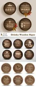 Vectors - Drinks Wooden Signs