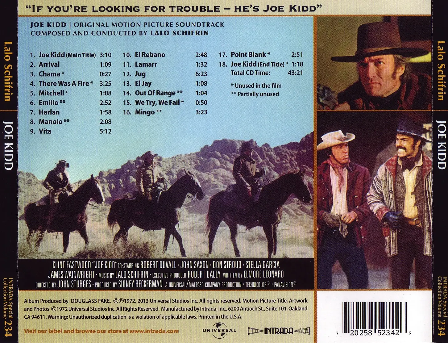 Lalo Schifrin - Joe Kidd (1972) {Intrada, Special Collection Volume 234 ...