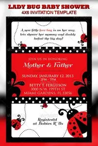 GraphicRiver Lady Bug Baby Shower Invitation & Raffle Ticket