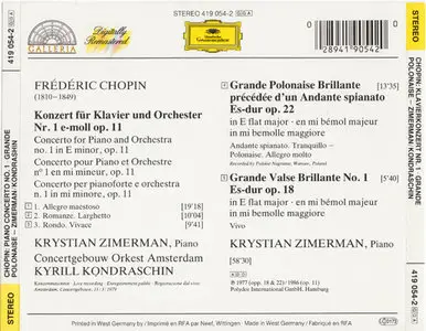 Krystian Zimerman - Klavierkonzert Nr. 1 [Deutsche Grammophon Galleria 419 054-2] {Germany 1986}