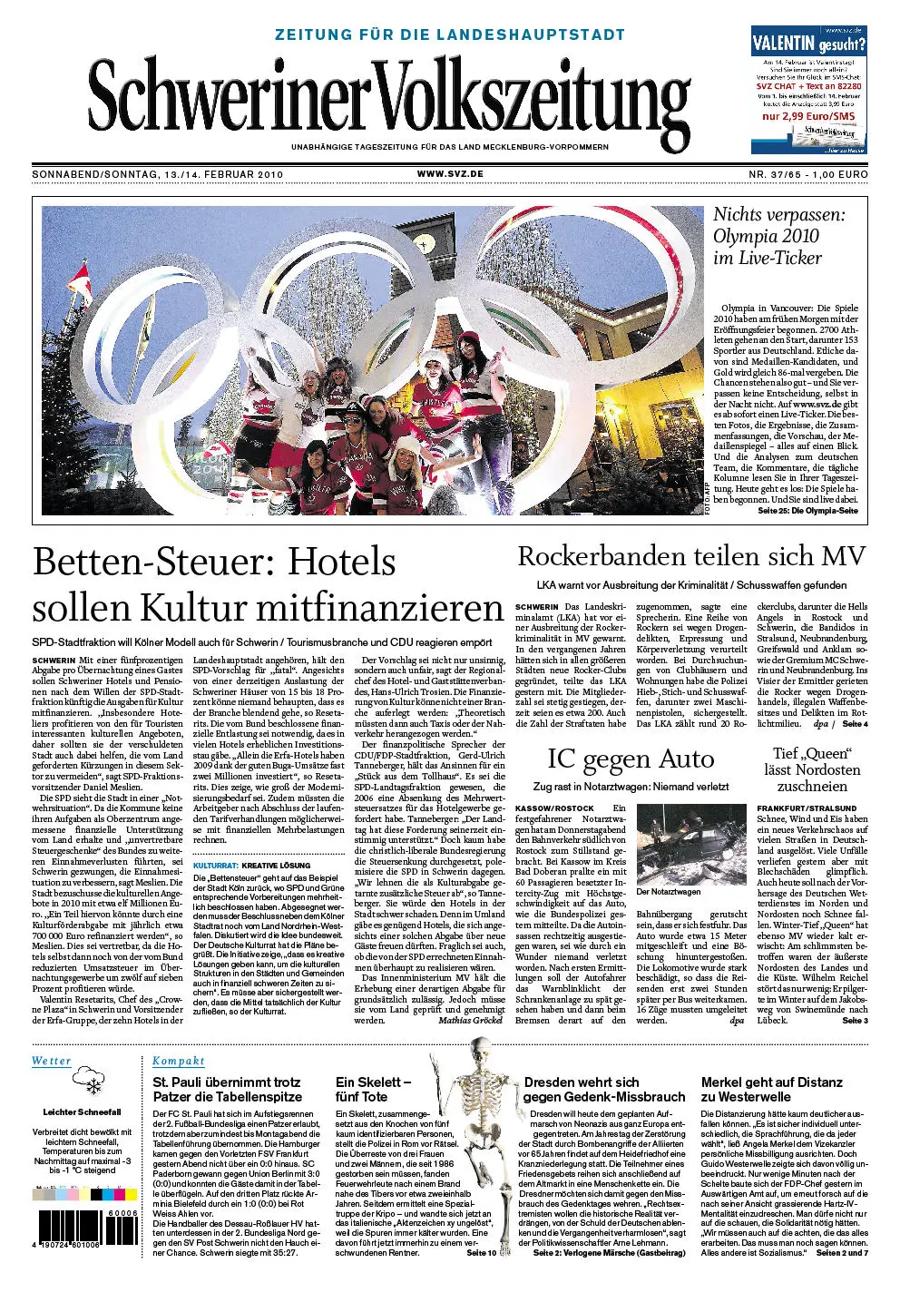 Schweriner Volkszeitung 13.02.2010 (Ausgabe Stadt Schwerin)