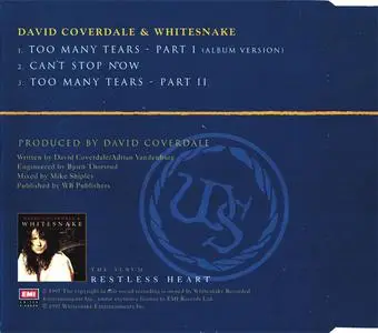 David Coverdale & Whitesnake - Too Many Tears (UK CD5) (1997) {EMI}