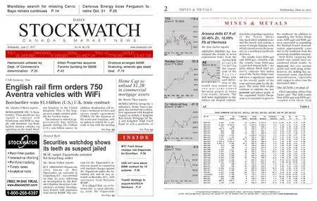 Stockwatch - Canada Daily – June 21, 2017