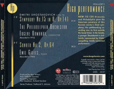 Emil Gilels, Eugene Ormandy, Philadelphia Orchestra - Dmitri Shostakovich: Symphony No.15, Piano Sonata No.2 (2000)