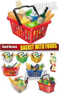 Basket with foods - Stock Vectors