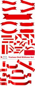 Vectors - Various Red Ribbons Set
