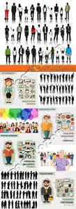 People and silhouettes of people vector