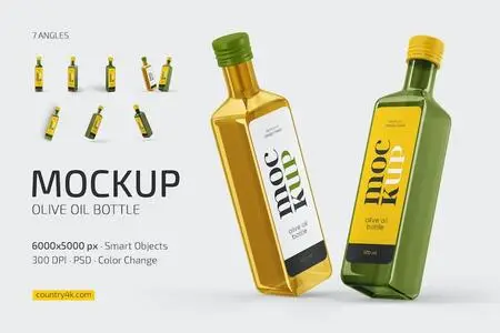 Olive Oil Bottle Mockup Set Y4UTSQG