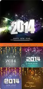 2014 Happy New Year and Merry Christmas holiday vector backgrounds 36