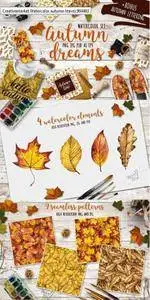 CreativeMarket - Watercolor Autumn Leaves
