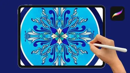 Procreate Drawing In Blue Pottery Style Using Zentangle Art