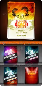 Flyer on summer beach party vector set 6
