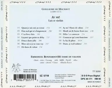 Emmanuel Bonnardot - Guillaume de Machaut: Ay Mi! Lais et virelais (1997)