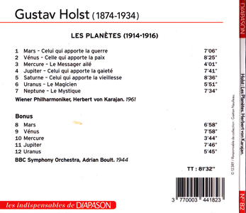 Herbert von Karajan & Adrian Boult - Holst - Les Planetes (2016) {Les indispensables de Diapason}