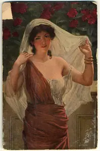 Antique postcards: a female image