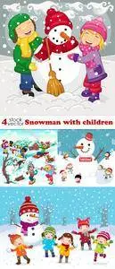 Vectors - Snowman with children