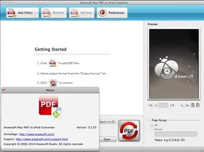 Aiseesoft Mac PDF to ePub Converter 3.2.20 Mac OS X