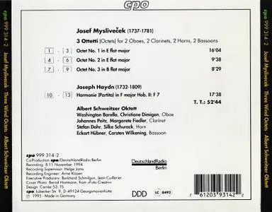 Albert Schweitzer Oktett - Josef Mysliveček: Three Wind Octets; Joseph Haydn: Partita (1995)