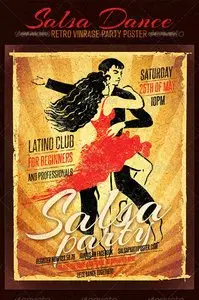 GraphicRiver Salsa Dance Club Retro Vintage Party Poster