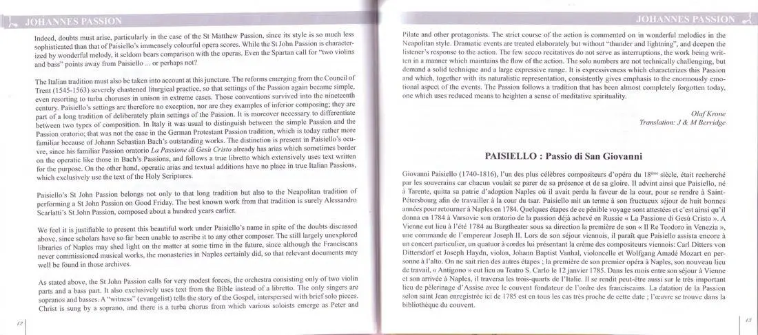 Paisiello - Passio di San Giovanni (L'Arte del Mondo, Ehrhardt) (2009)