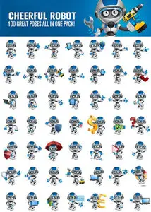Cheerful Robot Cartoon Character