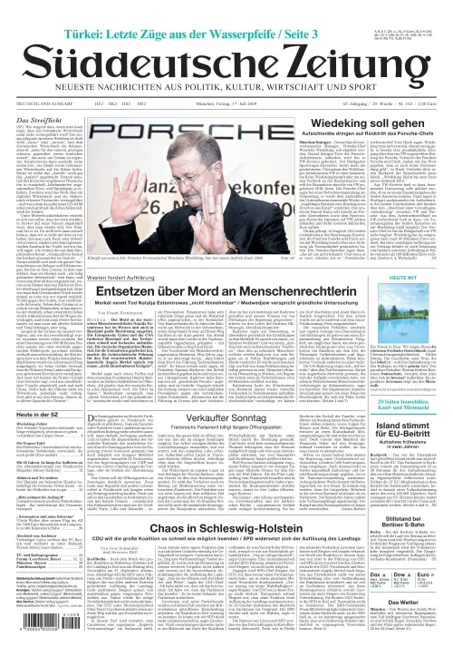 Sueddeutsche Zeitung vom 17.07.2009