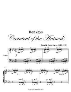 «Donkeys Carnival of the Animals Beginner Piano Sheet Music» by Camille Saint Saens