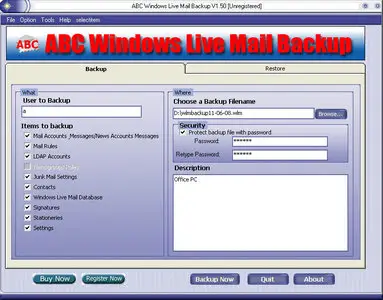 ABC Windows Live Mail Backup 1.50