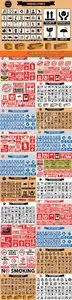 Packaging stickers symbols vector