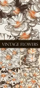 Vintage Flowers Backgrounds Vector