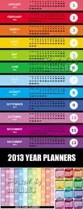 2013 Year Planner Calendars Vector