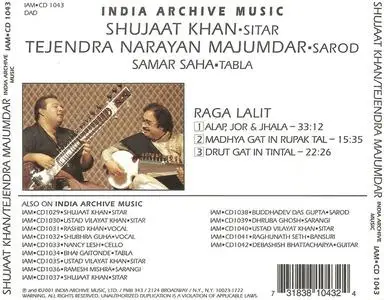 Shujaat Khan/Tejendra Narayan Majumdar - Raga Lalit (2001) {India Archive Music}