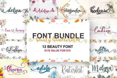Beauty Handwritten Font Bundle - 12 Premium Fonts