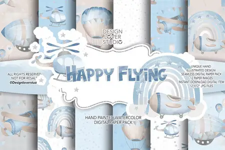 EE - Happy Flying digital paper pack GB9ZK96