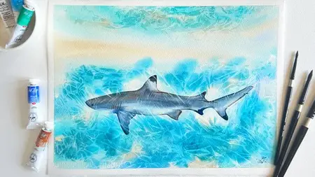 Sunlit Shark - Explore The Lifting Technique In Watercolor