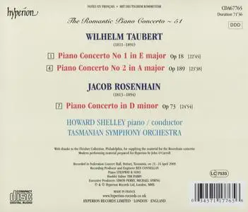 Howard Shelley, Tasmanian Symphony Orchestra - The Romantic Piano Concerto Vol. 51: Taubert & Rosenhain: Piano Concertos (2010)